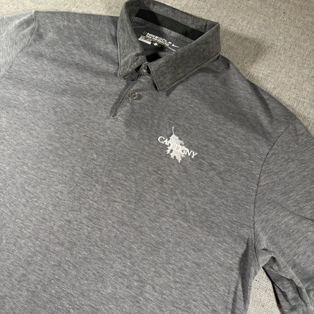 Nike Golf Polo Shirt Men Medium Gray Cantigny Tour Performance Dri-FIT Short Slv